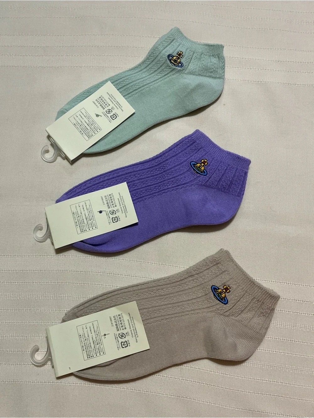 Vivienne Westwood Ankle Socks in Mint, Violet & Taupe - 3-Pack